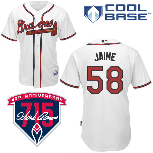 Juan Jaime #58 MLB Jersey-Atlanta Braves Men's Authentic Home White Cool Base Baseball Jersey